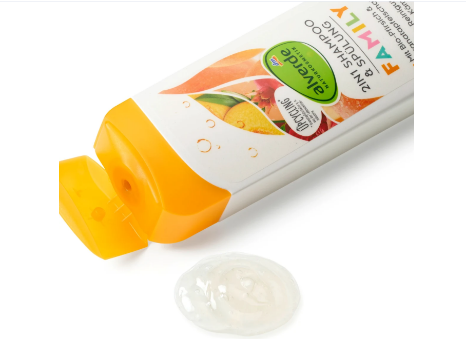 alverde NATURKOSMETIK Hair shampoo and conditioner 2-in-1 Family peach, 300 ml