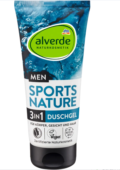 alverde MEN Sports Nature 3-in-1 shower gel, 200 ml