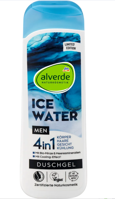 alverde MEN Ice Water 4-in-1 shower gel, 250 ml