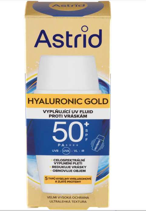 Astrid Hyaluronic Gold daily UV facial fluid SPF50+, 50 ml