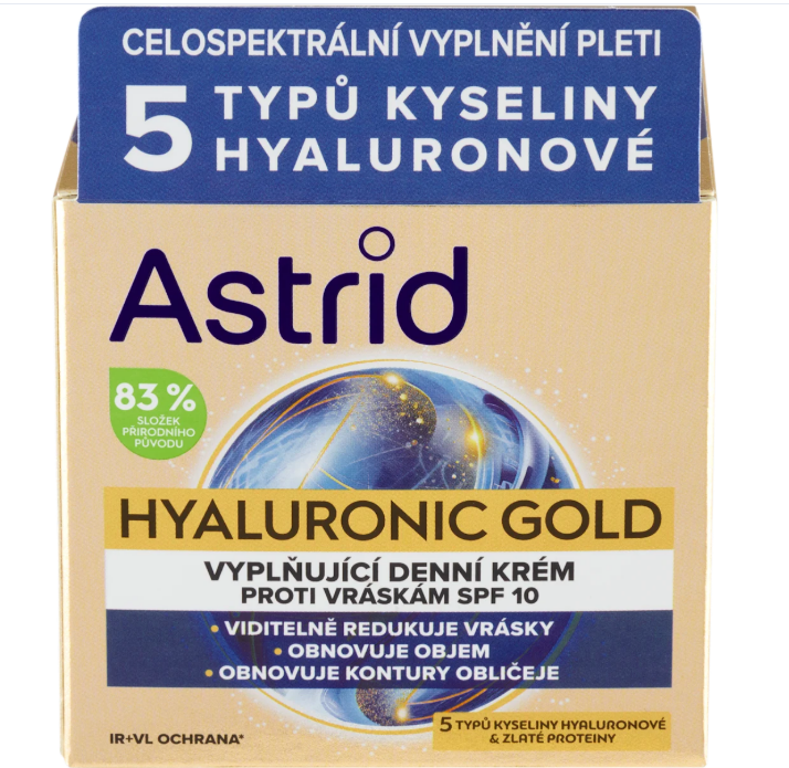 Astrid Hyaluronic Gold day cream SPF10, 50 ml