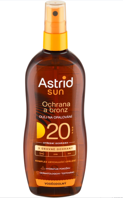 Astrid sun tanning oil spray SPF20, 200 ml