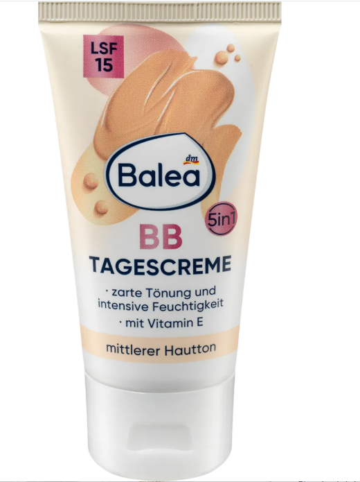 Balea 5-in-1 day BB cream SPF15, medium dark tone, 50 ml