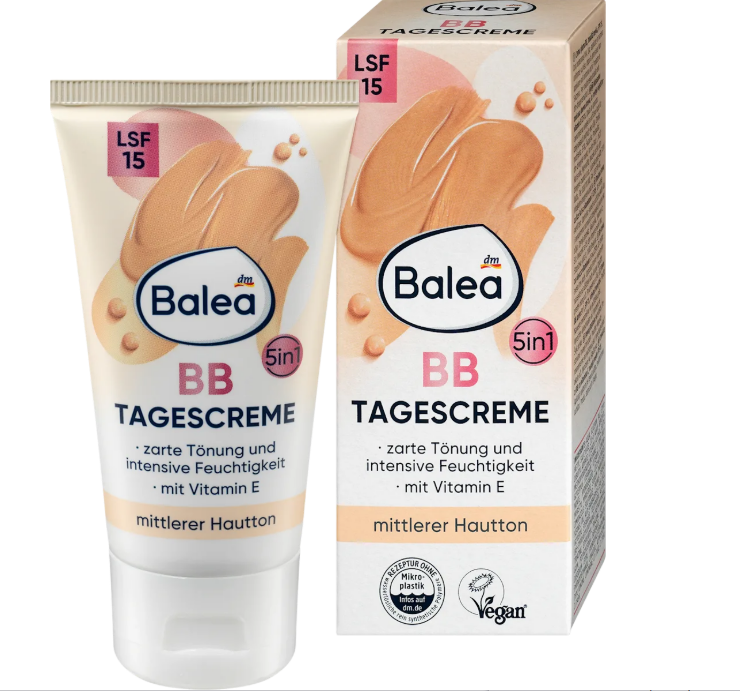 Balea 5-in-1 day BB cream SPF15, medium dark tone, 50 ml