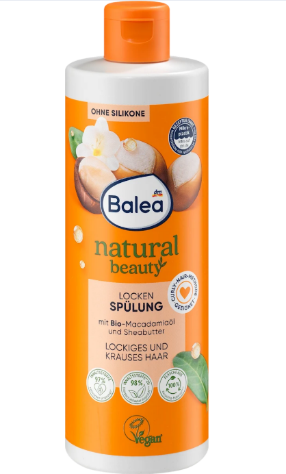 Balea natural beauty hair conditioner organic macadamia oil & shea butter, 350 ml