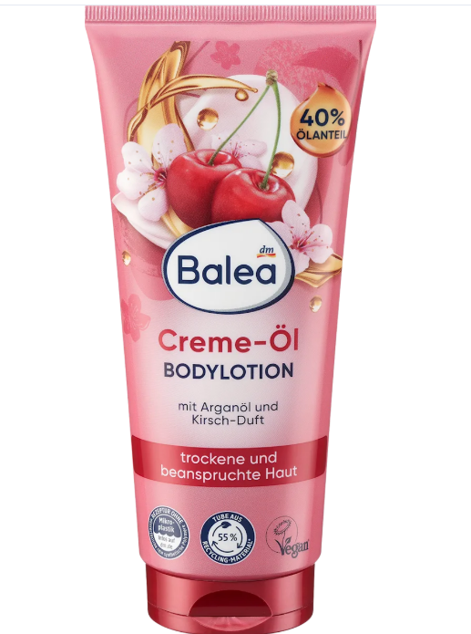 Balea Body oil milk with argan oil and cherry scent, 200 ml