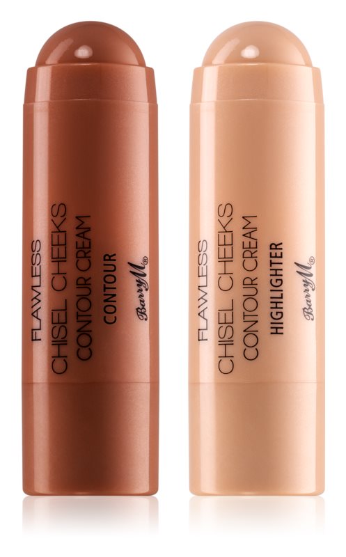 Barry M Flawless Chisel Cheeks cream bronzer and highlighter in a stick duo pack 2x5 g