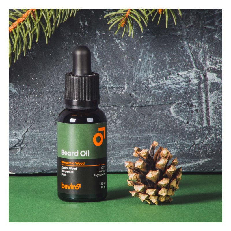 Beviro Bergamia Wood beard oil with a woody scent