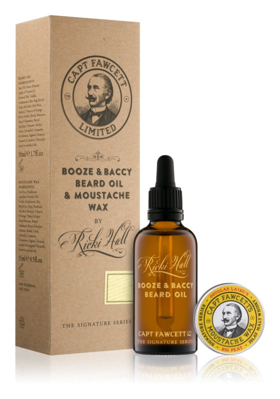 Captain Fawcett Ricki Hall's Beard Oil and Mustache Wax gift set
