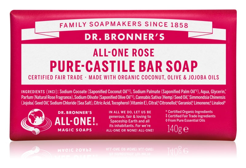 Dr. Bronner’s Rose Pure Castile Bar Soap 140 g