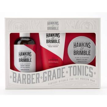 Hawkins & Brimble Men's Set Washing Gel For Face + Shower Gel + Grease