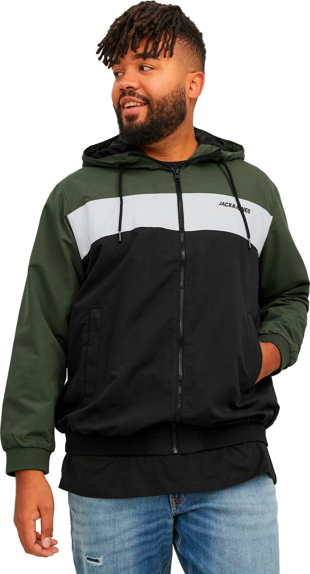 Jack&Jones PLUS JJERUSH men's jacket Forest Night