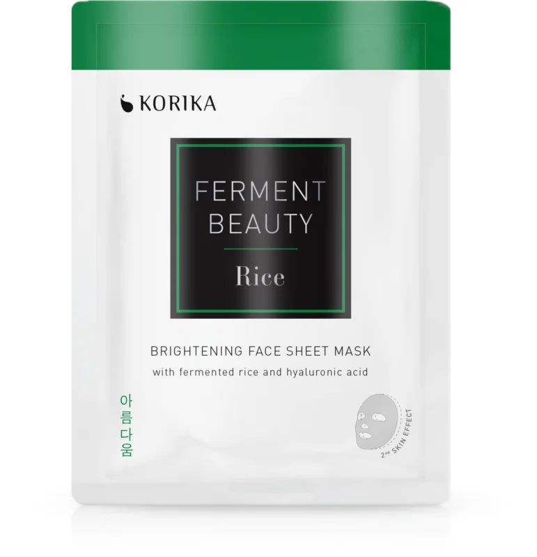 KORIKA FermentBeauty Brightening Face Sheet Mask with Fermented Rice and Hyaluronic Acid