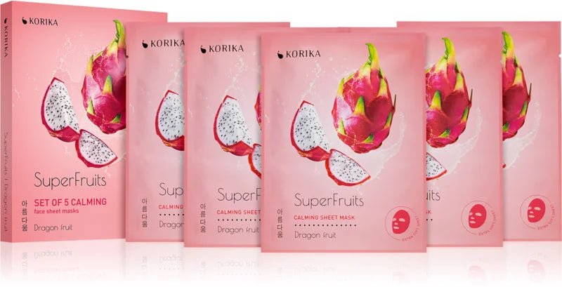KORIKA SuperFruits Dragon Fruit - Set of 5 Calming Face Sheet Masks