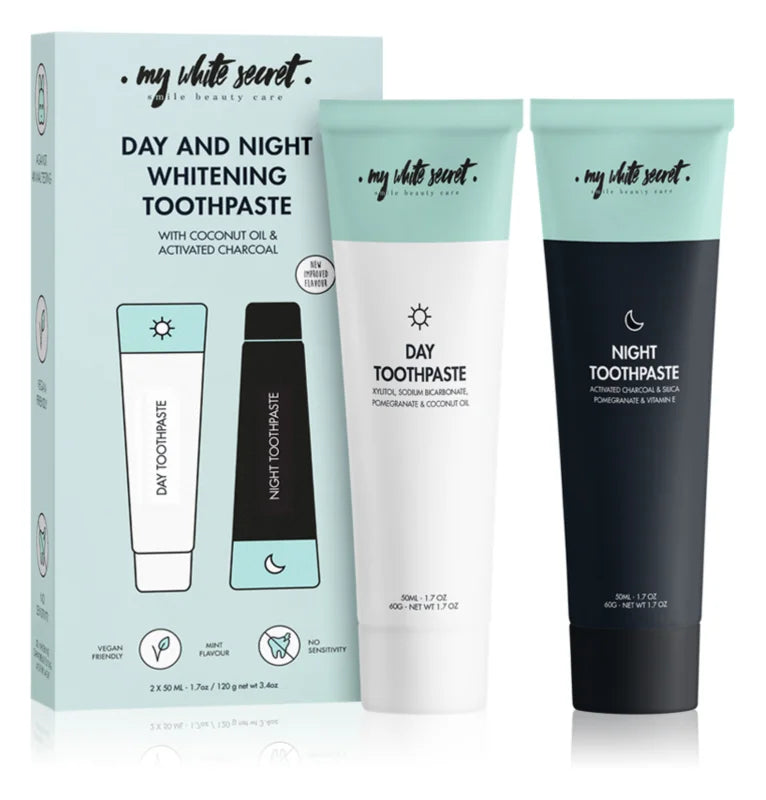My White Secret Toothpaste Classic Mint dental care kit Day & Night