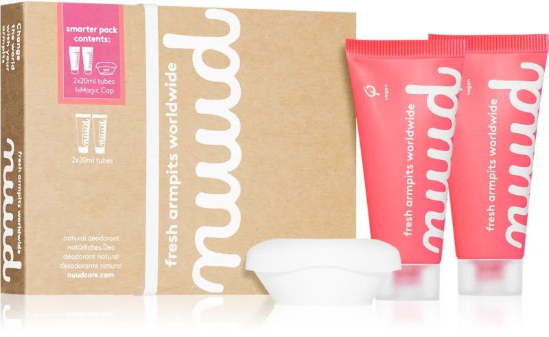nuud Starter Pack Red Natural Creamy Deodorant 2x20 ml + Magic Cap FREE