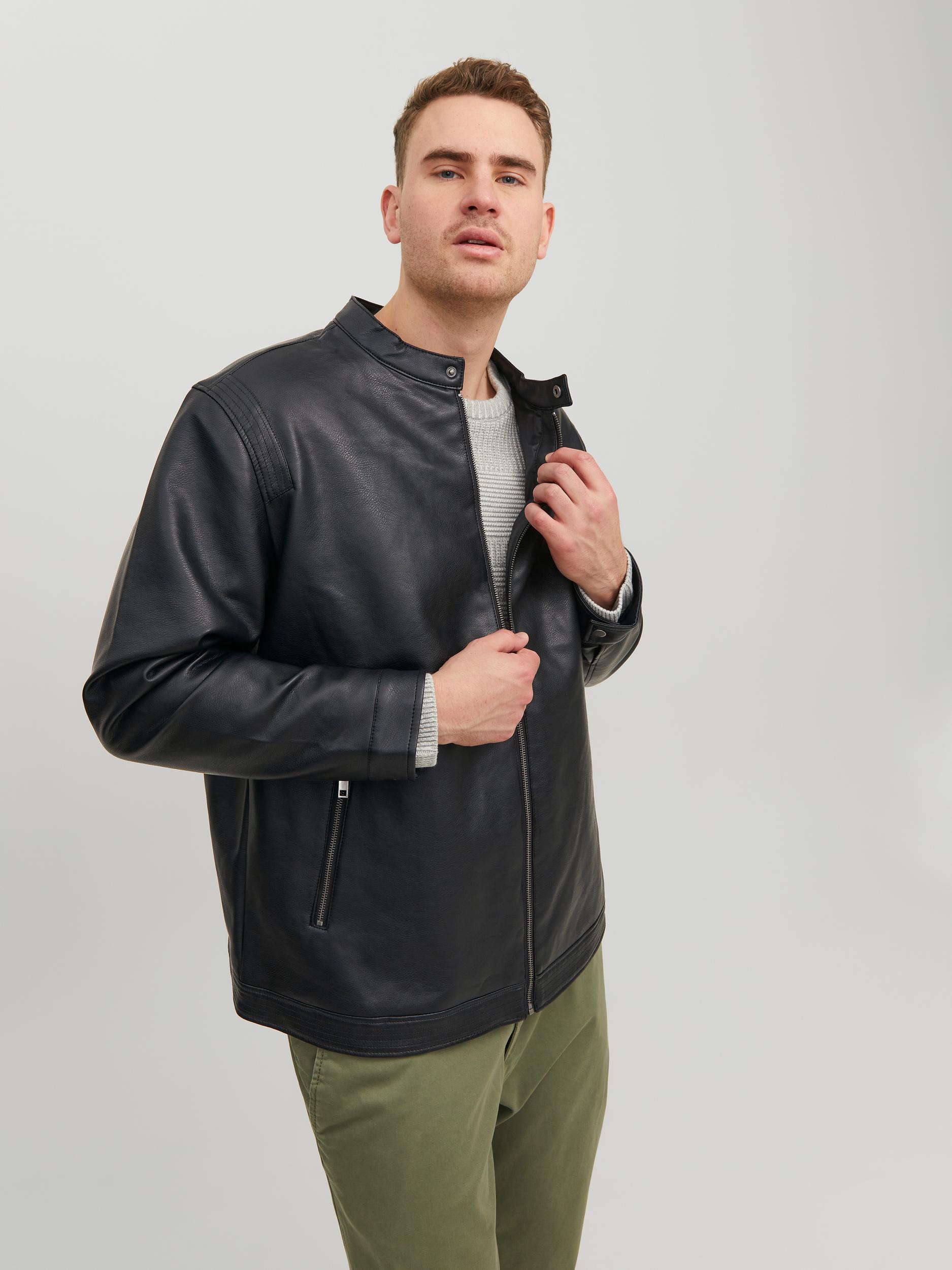 Jack&Jones PLUS JACLICHFIELD men's leather jacket