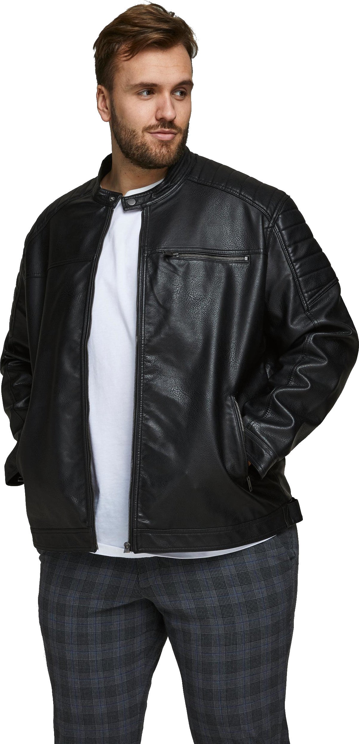 Jack&Jones PLUS JJEROCKY leather men's jacket