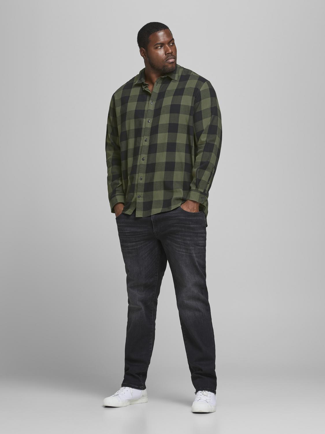 Jack&Jones PLUS Men's shirt JJEGINGHAM Loose Fit Dusty Olive
