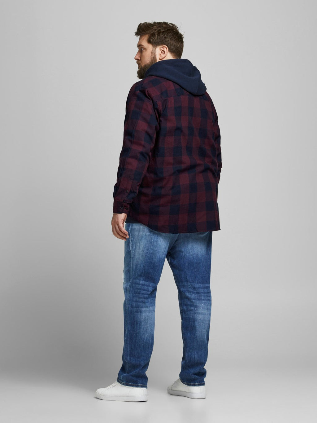 Jack&Jones PLUS Men's shirt JJEGINGHAM Loose Fit Port Royale