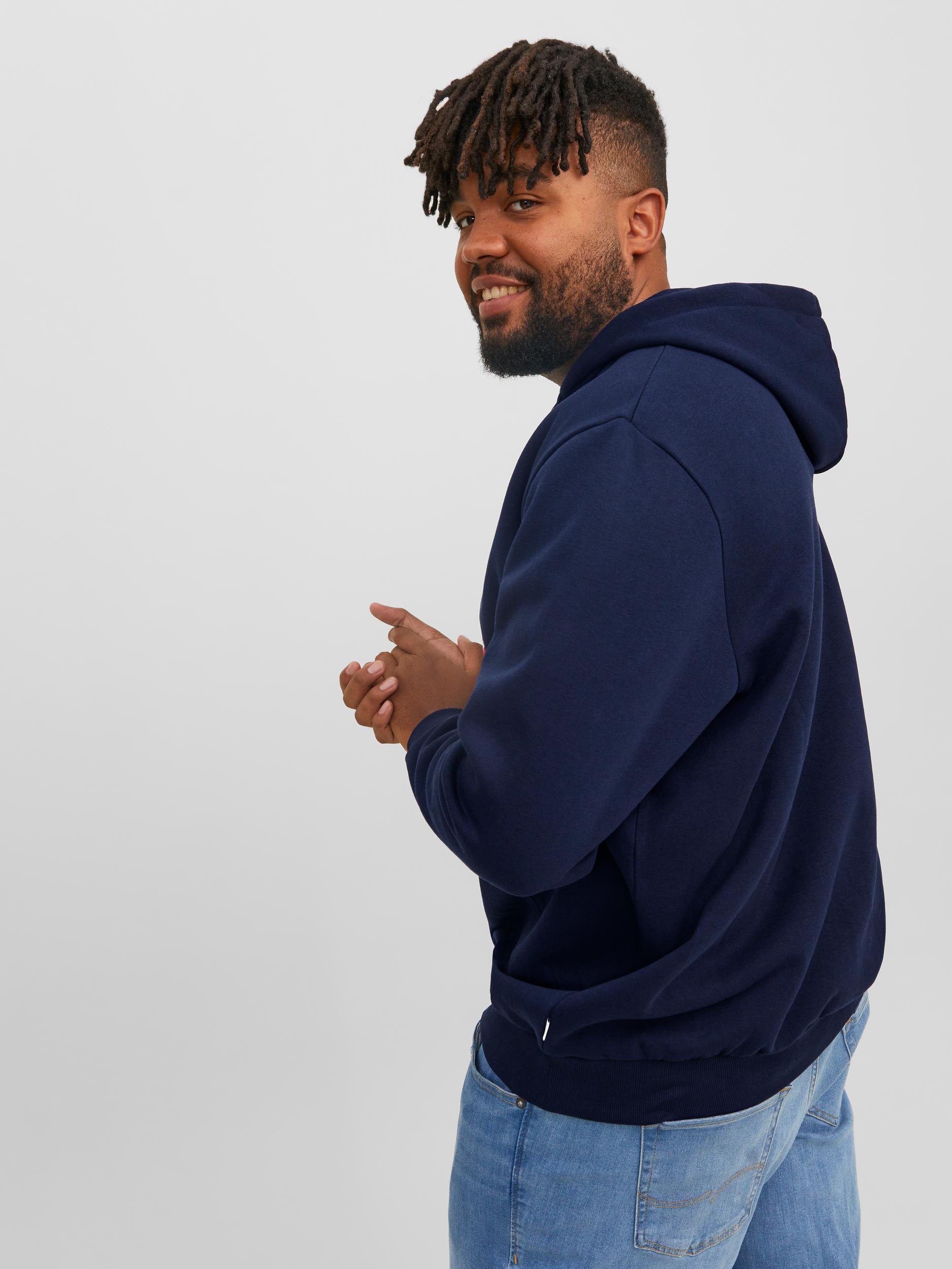 Jack&Jones PLUS Men's sweatshirt JJELOGO Regular Fit Navy Blazer