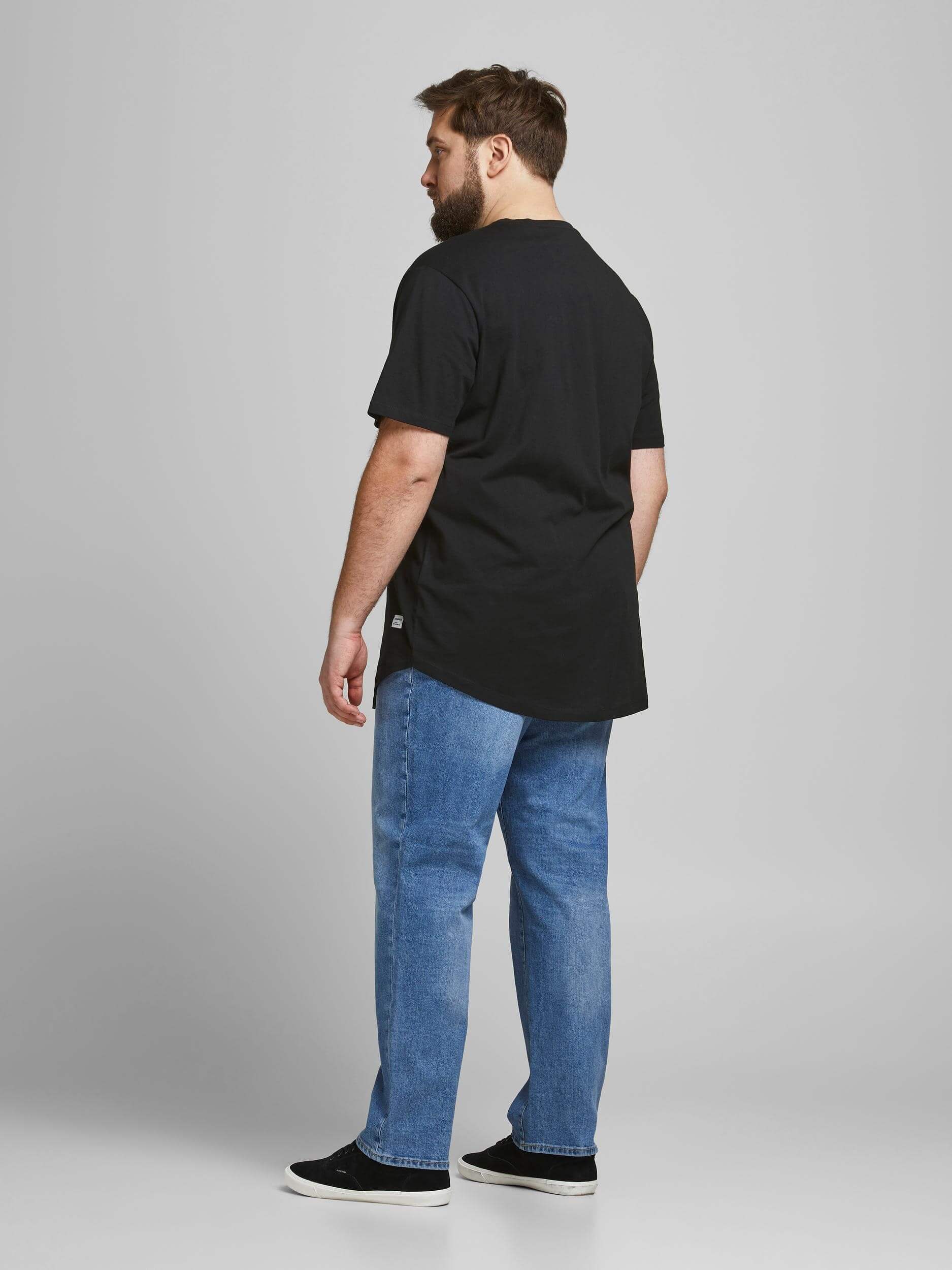 Jack&Jones PLUS Men's T-shirt JJENOA Long Line Fit Black