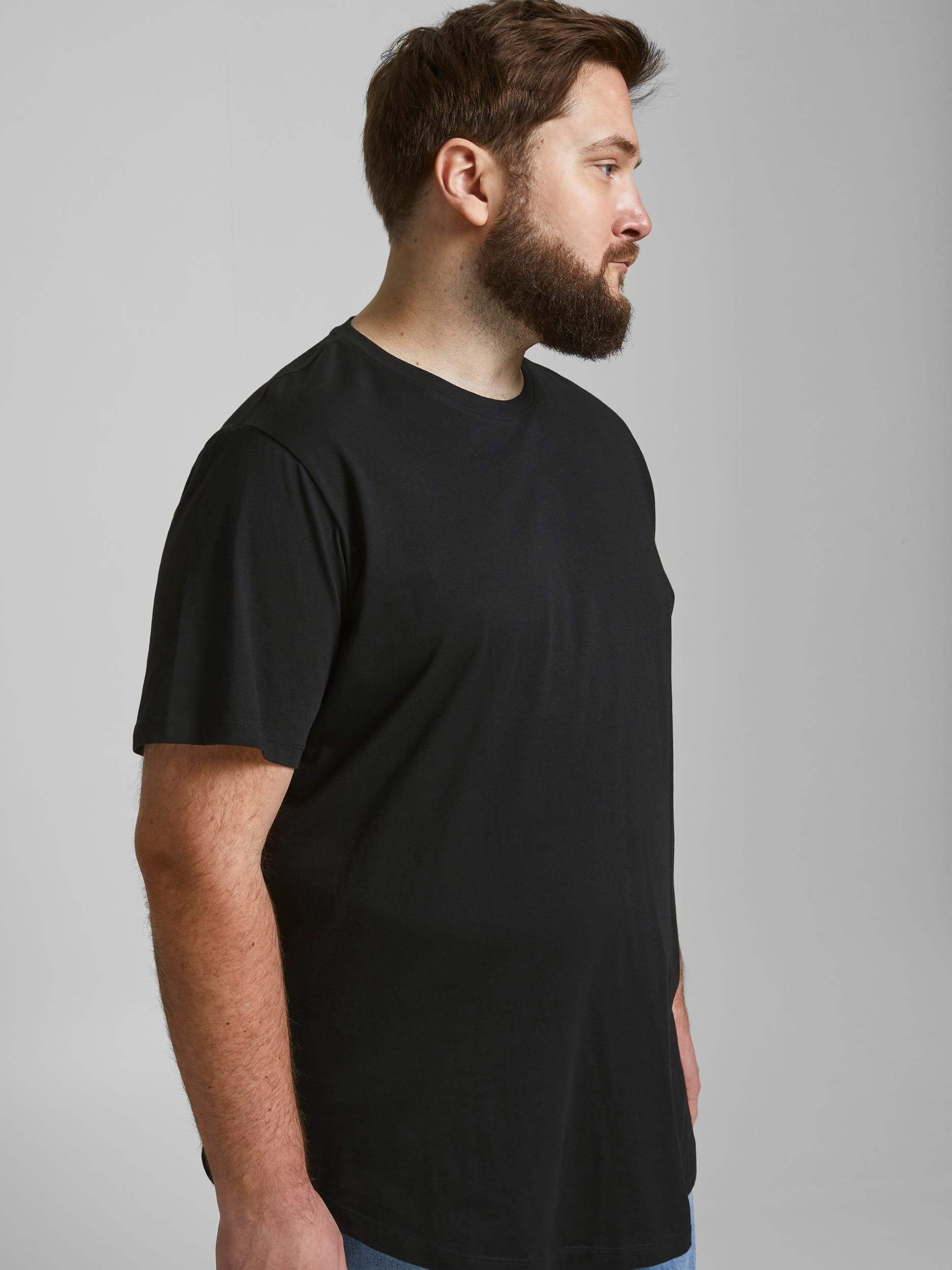 Jack&Jones PLUS Men's T-shirt JJENOA Long Line Fit Black