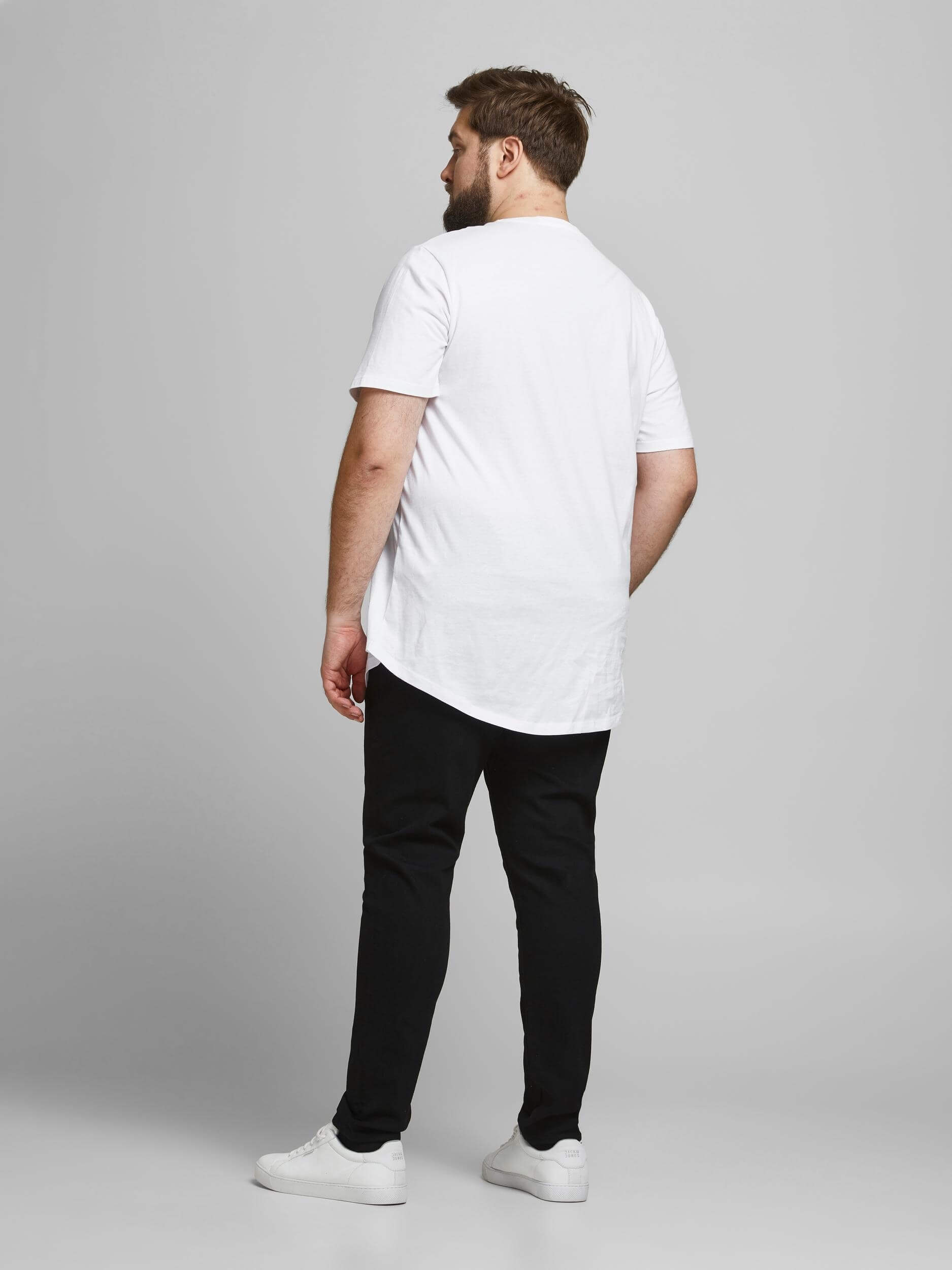Jack&Jones PLUS Men's T-shirt JJENOA Long Line Fit White