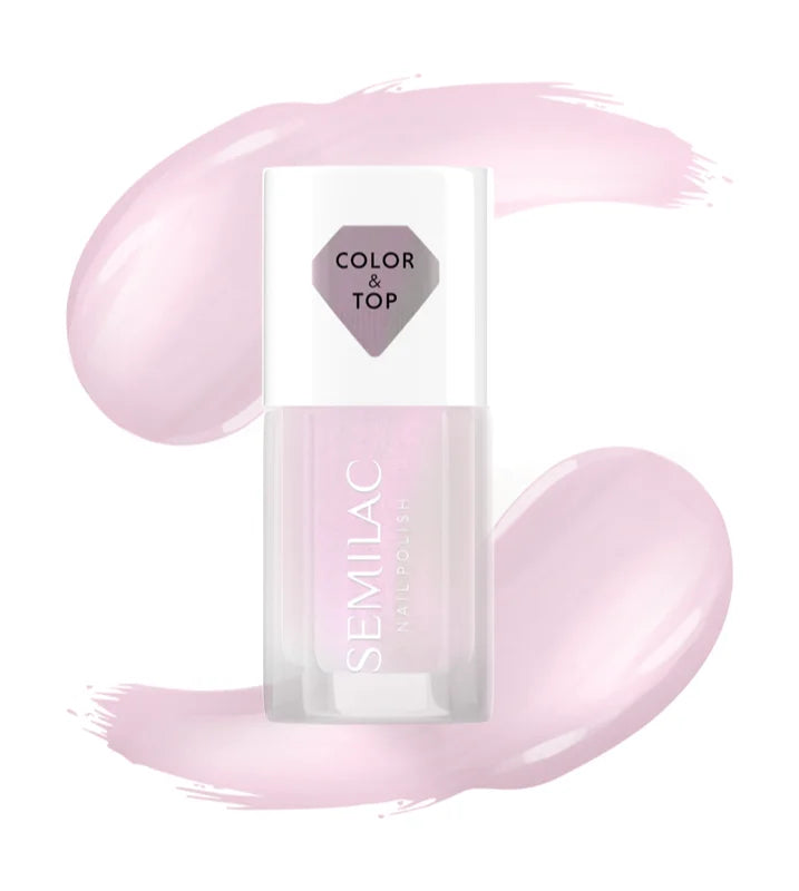 Semilac Color & Top nail polish shade Pink Glow 7 ml