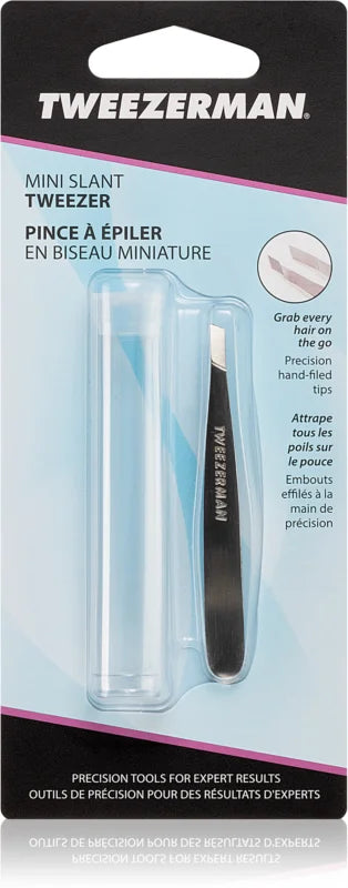 Tweezerman Mini Slant tweezers with travel case Stainless 1 pc