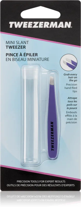Tweezerman Mini Slant tweezers with travel case Lavender 1 pc
