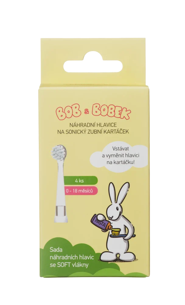 Bob and Bobek replacement toothbrush head, 0-18 months, 4 pcs