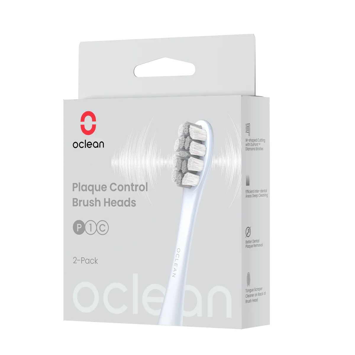 Oclean spare heads Plaque Control Medium, P1C9-X Pro Digital - 2 pcs, silver