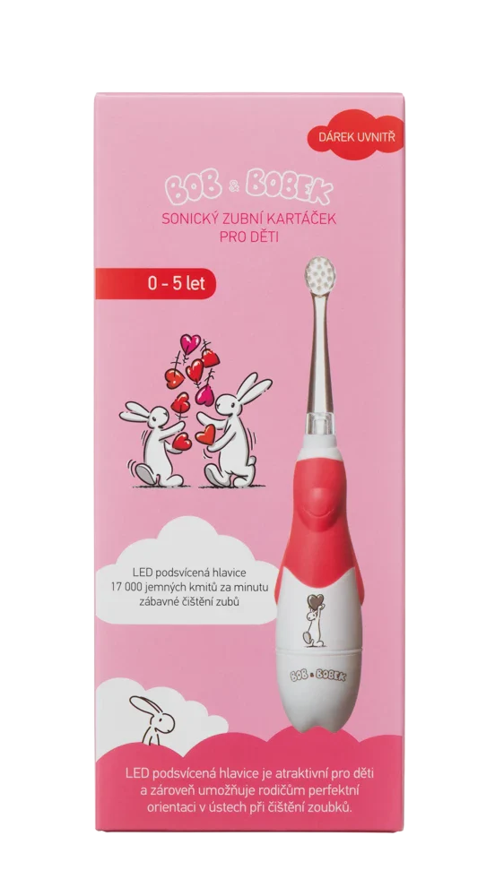 Bob and Bobek kid's sonic toothbrush 0-5 years Red