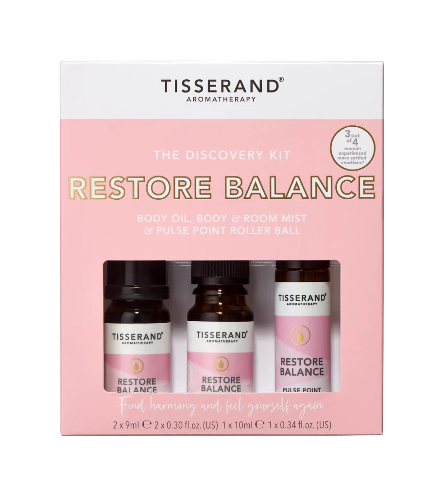 Tisserand Restore Balance Oil, Mist and Roll-on Set, 2x 9 ml + 1x 10 ml